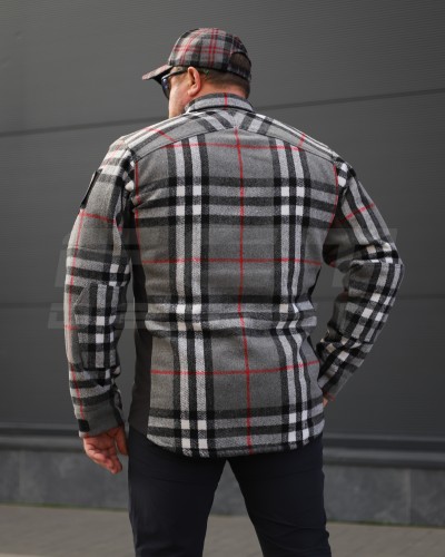 Тактическая милитари Рубашка FCT зимняя утепленная в клетку Красная-серая флис подкладка (23 номер) 40-42/3