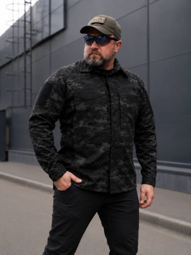 Тактическая милитари Рубашка FCT Blackbeard летняя твил черный мультикам 40-42/3