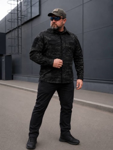 Тактическая милитари Рубашка FCT Blackbeard летняя твил черный мультикам 40-42/3