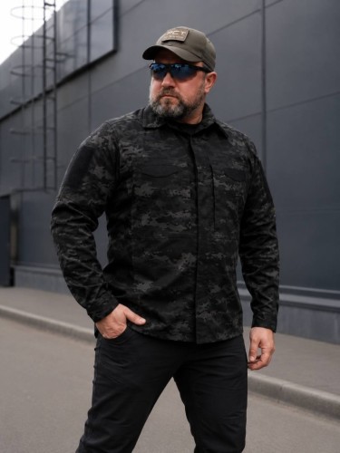 Тактическая милитари Рубашка FCT Blackbeard летняя твил черный мультикам 40-42/3