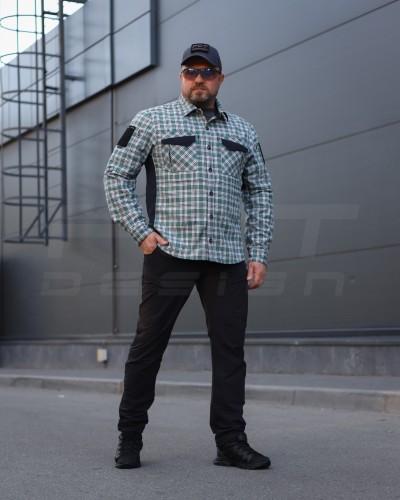 Тактична мілітарі Сорочка FCT Blackbeard літня в клітинку Зелена (7 номер) 40-42/3 40-42/3