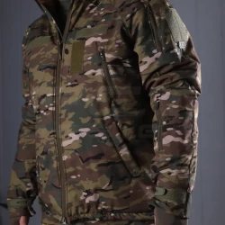 Куртка тактическая зимняя Хантер мультикам зеленый Софтшел