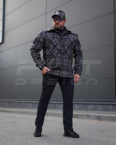 Тактическая милитари Рубашка FCT демисезон утепленная в клетку Серо-оранжевая (2 номер) 40-42/3