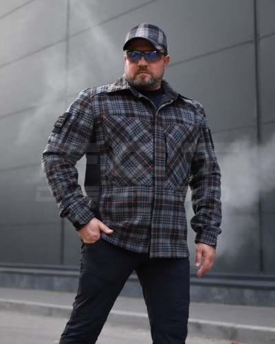 Тактическая милитари Рубашка FCT демисезон утепленная в клетку Серо-оранжевая (2 номер) 40-42/3