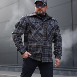 Тактична мілітарі Сорочка FCT демісезон утеплена в клітинку Сіро-помаранчева (2 номер)