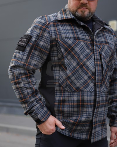 Тактическая милитари Рубашка FCT демисезон утепленная в клетку Серо-оранжевая (2 номер) 40-42/3