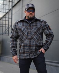 Тактическая милитари Рубашка FCT демисезон утепленная в клетку Серо-оранжевая (2 номер)