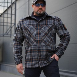 Тактична мілітарі Сорочка FCT демісезон утеплена в клітинку Сіро-помаранчева (2 номер)