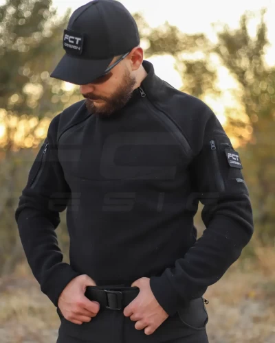 Кофта фліс Анорак лонгслів з блискавками чорна 40-42/3 40-42/3