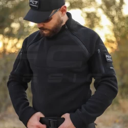 Кофта фліс Анорак лонгслів з блискавками чорна