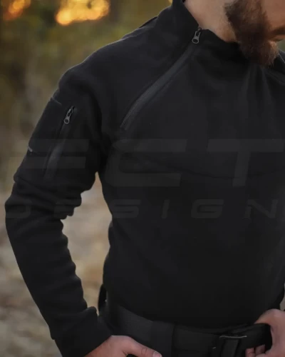 Кофта фліс Анорак лонгслів з блискавками чорна 40-42/3 40-42/3