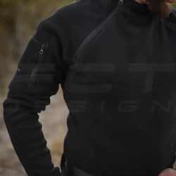 Кофта фліс Анорак лонгслів з блискавками чорна