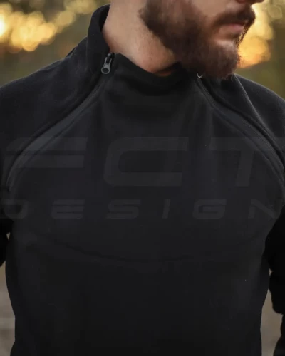 Кофта фліс Анорак лонгслів з блискавками чорна 40-42/3 40-42/3