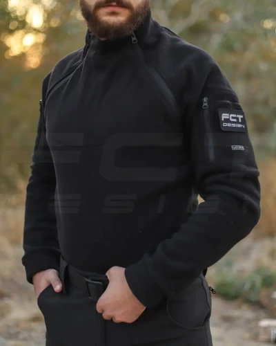 Кофта фліс Анорак лонгслів з блискавками чорна 40-42/3 40-42/3