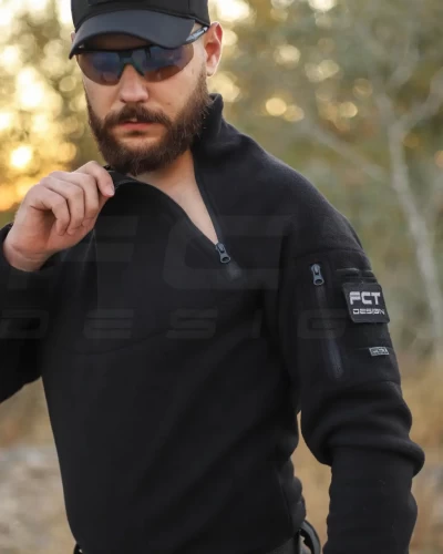 Кофта фліс Анорак лонгслів з блискавками чорна 40-42/3 40-42/3