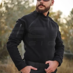 Кофта фліс Анорак лонгслів з блискавками чорна