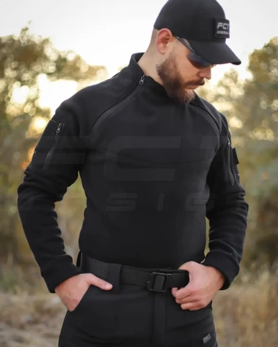 Кофта фліс Анорак лонгслів з блискавками чорна 40-42/3 40-42/3