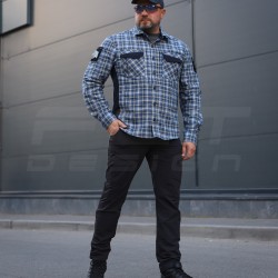 Тактична мілітарі Сорочка FCT Blackbeard літня в клітинку Синя (8 номер)