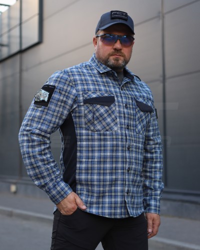 Тактична мілітарі Сорочка FCT Blackbeard літня в клітинку Синя (8 номер)  40-42/3 40-42/3