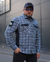 Тактична мілітарі Сорочка FCT Blackbeard літня в клітинку Синя (8 номер)