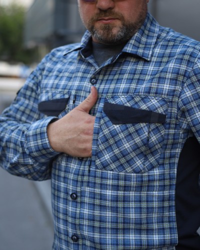 Тактична мілітарі Сорочка FCT Blackbeard літня в клітинку Синя (8 номер)  40-42/3 40-42/3