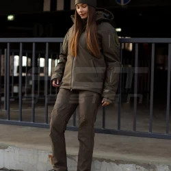 Куртка женская тактическая зимняя Хантер Софтшел флис хаки