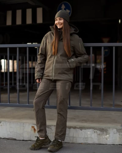 Куртка жіноча тактична зимова Хантер Софтшел фліс хакі 40-42/3 40-42/3