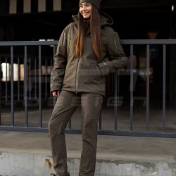 Куртка женская тактическая зимняя Хантер Софтшел флис хаки