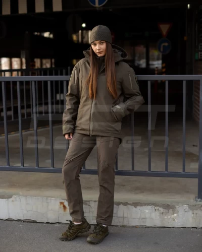 Куртка жіноча тактична зимова Хантер Софтшел фліс хакі 40-42/3 40-42/3