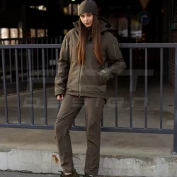 Куртка женская тактическая зимняя Хантер Софтшел флис хаки