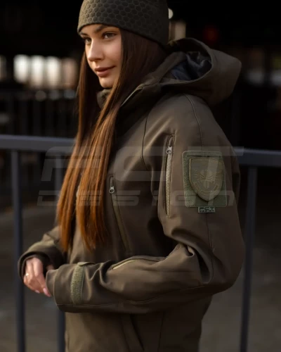 Куртка жіноча тактична зимова Хантер Софтшел фліс хакі 40-42/3 40-42/3