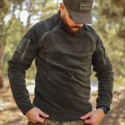 Кофта фліс Анорак лонгслів з блискавками хакі