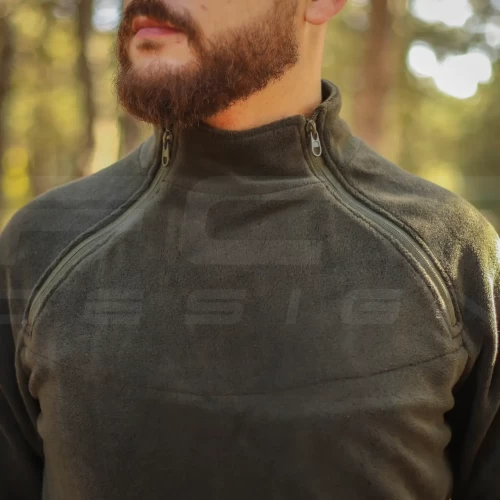 Кофта фліс Анорак лонгслів з блискавками хакі 40-42/3 40-42/3