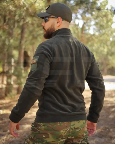 Кофта фліс Анорак лонгслів з блискавками хакі 40-42/3 40-42/3