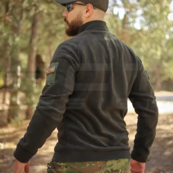 Кофта фліс Анорак лонгслів з блискавками хакі