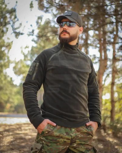 Кофта фліс Анорак лонгслів з блискавками хакі 40-42/3 40-42/3