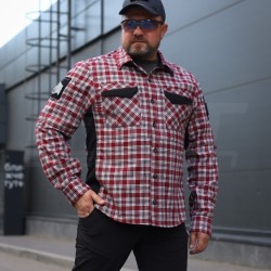 Тактическая милитари Рубашка FCT Blackbeard летняя в клетку Красно-белая (9 номер)