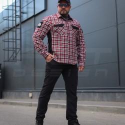 Тактическая милитари Рубашка FCT Blackbeard летняя в клетку Красно-белая (9 номер)