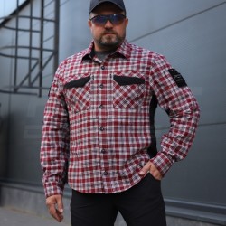 Тактическая милитари Рубашка FCT Blackbeard летняя в клетку Красно-белая (9 номер)