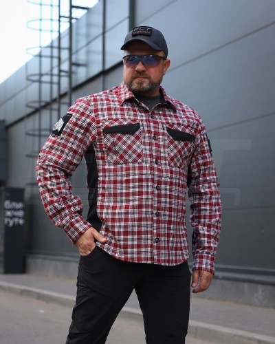 Тактична мілітарі Сорочка FCT Blackbeard літня в клітинку Червоно-біла (9 номер) 40-42/3 40-42/3