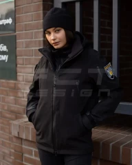 Куртка жіноча тактична зимова Хантер Софтшелл фліс Поліція чорна