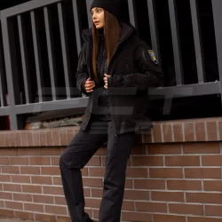 Куртка женская тактическая зимняя Хантер Софтшелл флис Полиция черная