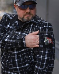 Тактическая милитари Рубашка FCT демисезон утепленная в клетку Черно-белая (35 номер)