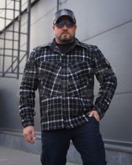Тактическая милитари Рубашка FCT демисезон утепленная в клетку Черно-белая (35 номер)