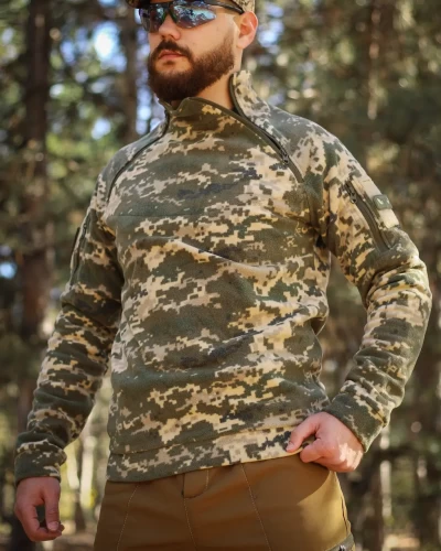 Кофта фліс Анорак лонгслів з блискавками піксель ЗСУ 40-42/3 40-42/3