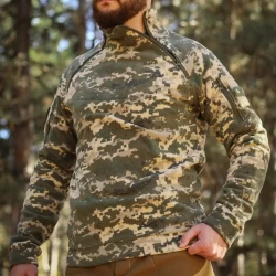 Кофта фліс Анорак лонгслів з блискавками піксель ЗСУ