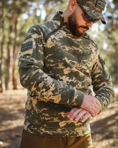 Кофта фліс Анорак лонгслів з блискавками піксель ЗСУ 40-42/3 40-42/3