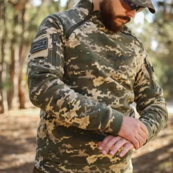 Кофта фліс Анорак лонгслів з блискавками піксель ЗСУ