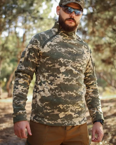Кофта фліс Анорак лонгслів з блискавками піксель ЗСУ 40-42/3 40-42/3