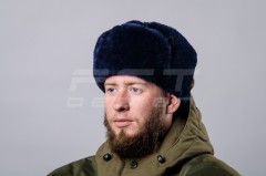 Шапка-вушанка набивне хутро синя